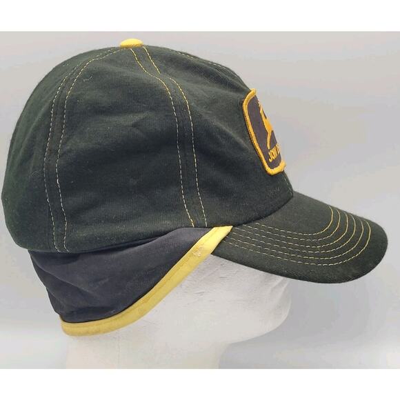 Vintage John Deere Fitted Medium Cap Hat Winter Ear Neck Flap‎ Black Swingster - Picture 10 of 12